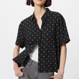 Uniqlo Black Polka Dot Shirt | Rayon blend | size S